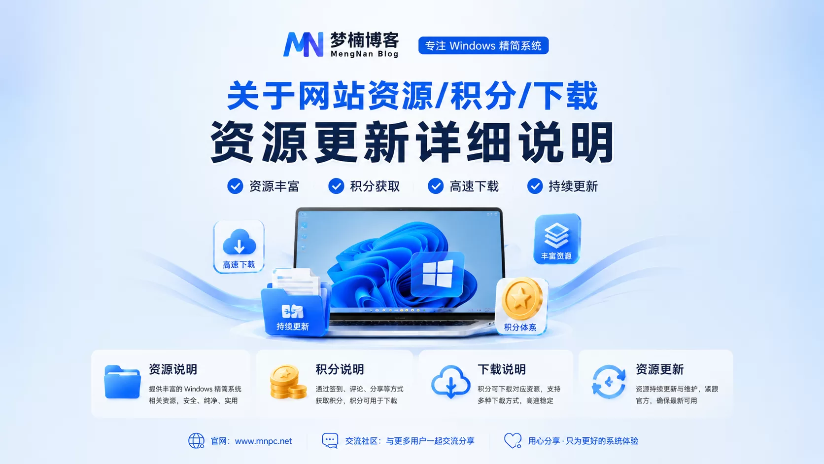 关于网站资源/积分/下载/资源更新详细说明-梦楠分享