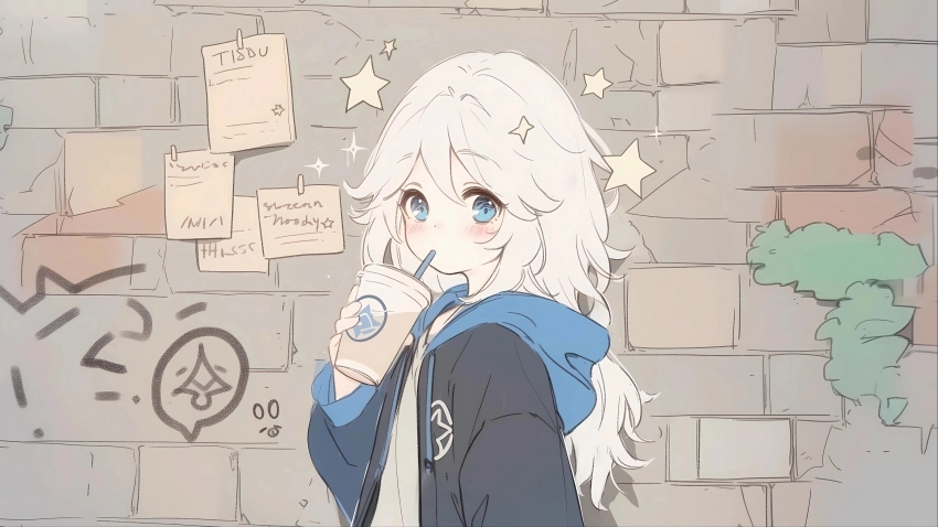 动漫女孩 奶茶 可爱背景墙 4k壁纸 3840X2160 2.48 MB